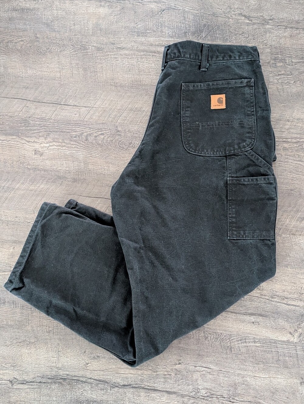 Carhartt Pants Mens 38 x 30 Black Canvas Work Wear Carpenter Dungaree Fit Jeans